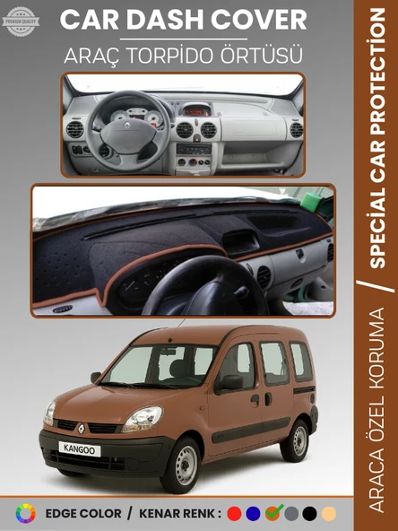 RENAULT KANGOO (1997-2008) AIRBAGSIZ Torpido Örtüsü Ön Panel Koruma Tam Uyum UV Koruma Kaymaz ürün görseli 1