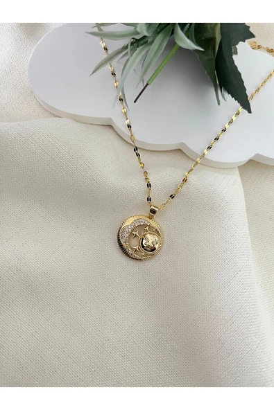 nergis collection Ay Sembol Çelik Kolye ürün görseli 1