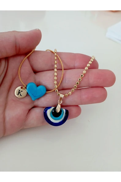 nergis collection Murano Nazar - Mavi Kalp Kolye ürün görseli 1