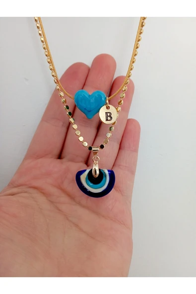 nergis collection Murano Nazar - Mavi Kalp Kolye ürün görseli 1