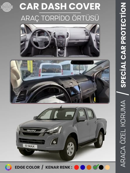 ISUZU D-MAX RT50 KASA (2012-2019) Torpido Örtüsü Ön Göğüs Koruma Torpido Koruma Tam Uyum Uv Koruma ürün görseli 1