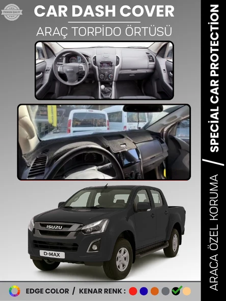 ISUZU D-MAX RT50 KASA (2012-2019) Torpido Örtüsü Ön Göğüs Koruma Torpido Koruma Tam Uyum Uv Koruma ürün görseli 1
