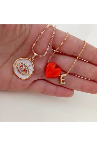 nergis collection Murano Kalp / Sedefli Zirkon Taşlı Göz Kolye ürün görseli 1