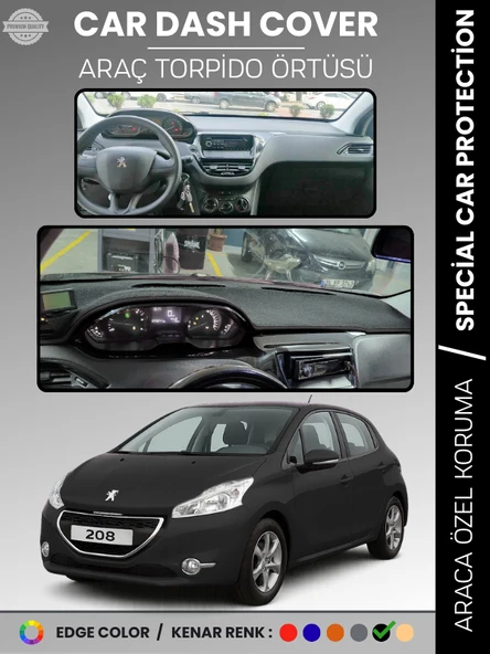 PEUGEOT 208 A9 (2012-2019) Torpido Örtüsü Ön Panel Koruma Tam Uyum UV Koruma Kaymaz Kolay Montaj ürün görseli 1