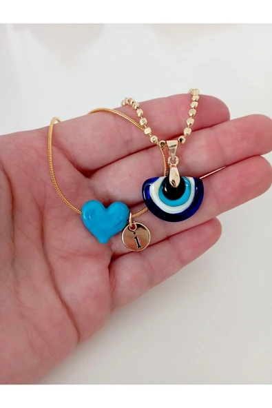 nergis collection Murano Nazar - Mavi Kalp Kolye ? ürün görseli 1
