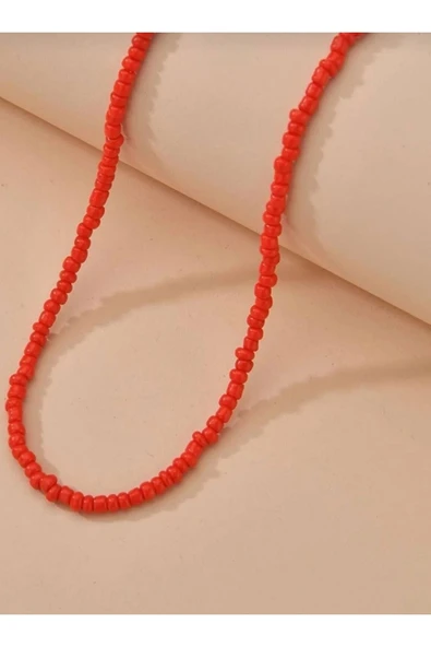nergis collection Kum Boncuk Kolye Kırmızı ürün görseli 1