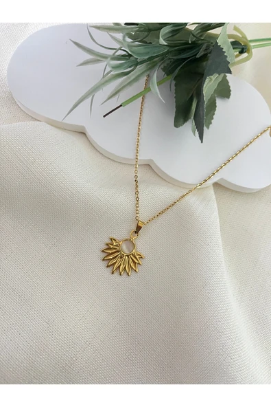 nergis collection Sedef Taşlı Güneş Kolye - Resim 2