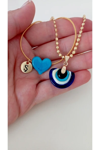 nergis collection Murano Nazar - Mavi Kalp Kolye ürün görseli 1