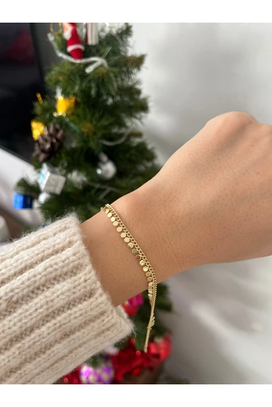 nergis collection KADIN 14K XUPİNG GOLD ÇELİK VİP ÖZEL SERİ BİLEKLİK PUL BİLEKLİK ürün görseli 1