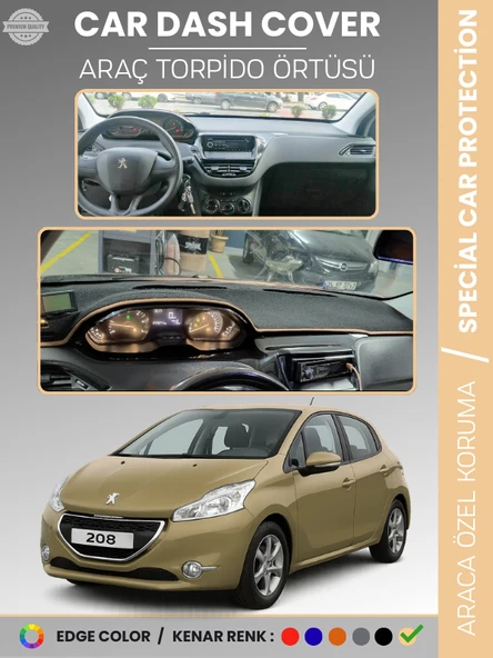 PEUGEOT 208 A9 (2012-2019) Torpido Örtüsü Ön Panel Koruma Tam Uyum UV Koruma Kaymaz Kolay Montaj ürün görseli 1