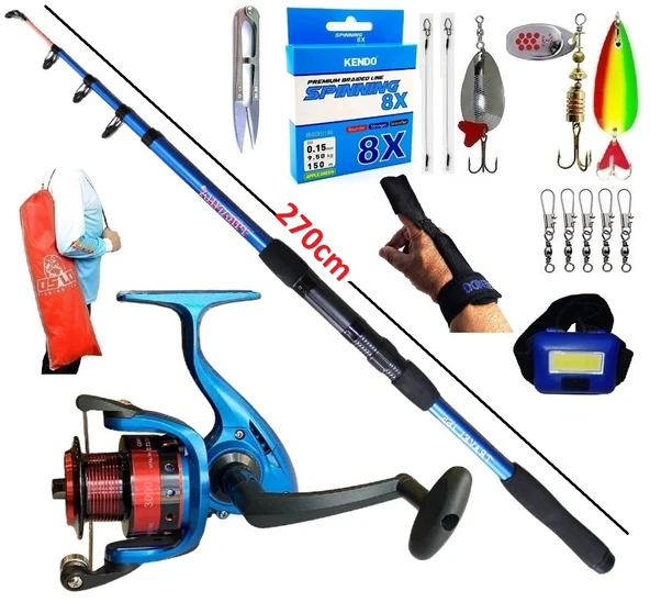 Piranha Travel 270cm 50-150gr Oslo 3000 Turna Tele Spin Olta Takımı Seti ürün görseli 1