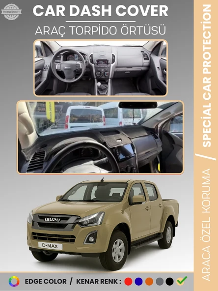 ISUZU D-MAX RT50 KASA (2012-2019) Torpido Örtüsü Ön Göğüs Koruma Torpido Koruma Tam Uyum Uv Koruma ürün görseli 1