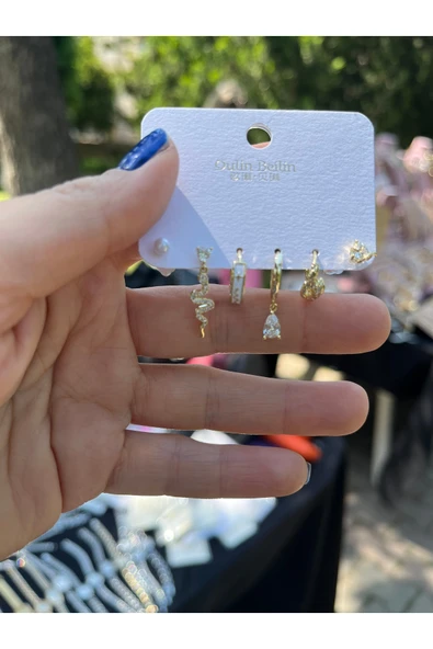 nergis collection Kadın 925 ayar 6 lı Set Küpe ürün görseli 1