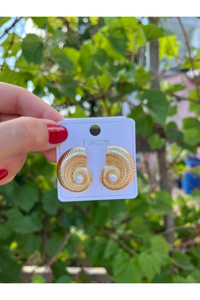 nergis collection Deniz Kabuğu 14k Vip Kaplama Kadın Küpe ürün görseli 1