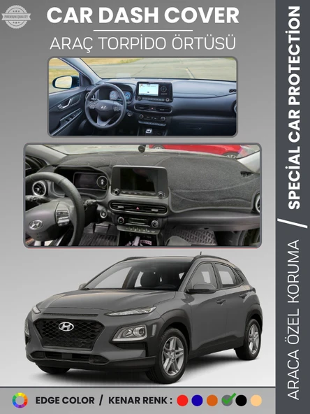 HYUNDAİ KONA (2020-2022) Torpido Örtüsü Ön Göğüs Koruma Torpido Koruma Tam Uyum Çatlamayı Önler ürün görseli 1