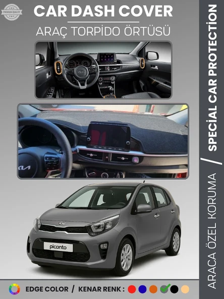 KIA PICANTO (2017-2023) Torpido Örtüsü Panel Koruma Torpido Koruma Tam Uyum Çatlamayı Önler Kaymaz ürün görseli 1
