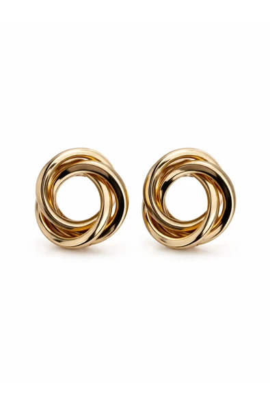 nergis collection Gold Düğüm Tasarım Küpe – Parlak Modern Şık Kadın Küpe ürün görseli 1