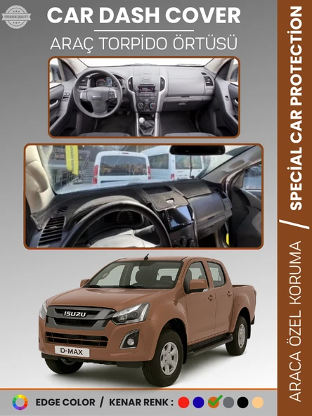 ISUZU D-MAX RT50 KASA (2012-2019) Torpido Örtüsü Ön Göğüs Koruma Torpido Koruma Tam Uyum Uv Koruma ürün görseli 1