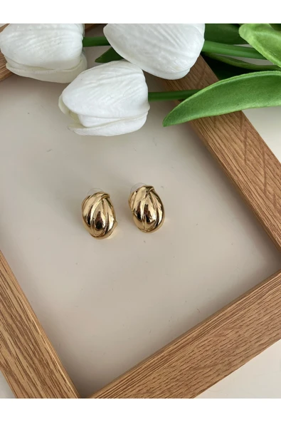 nergis collection Kadın 14K Çelik Gold Plaka Vintage Küpe ürün görseli 1