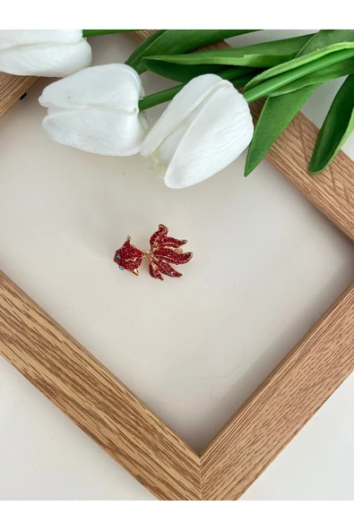 nergis collection Zirkon Balık Broş Tasarım Yaka İğnesi ürün görseli 1