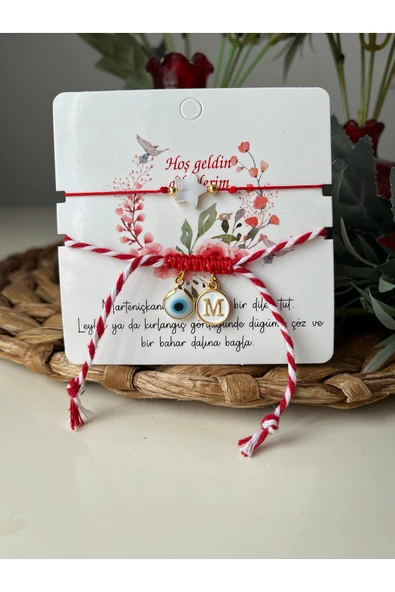 nergis collection Nazar Boncuklu Kişiselleştirilmiş Harfli Marteniçka ve Sedefli Yıldız Bileklik ürün görseli 1