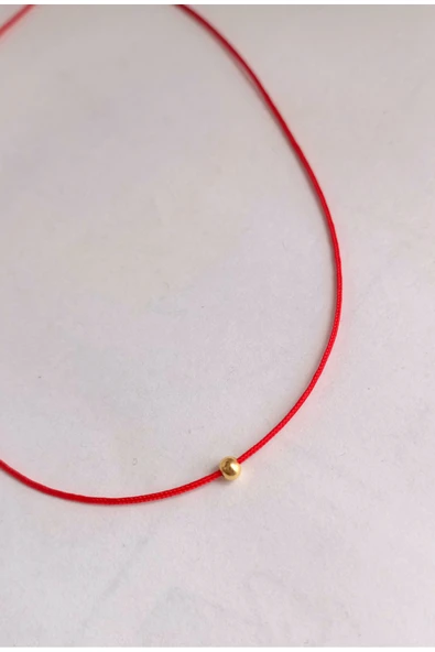 nergis collection Dorika Boncuklu Kırmızı İp Kolye Choker ürün görseli 1