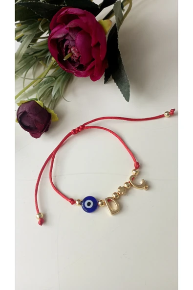 nergis collection Harfli Kırmızı Charm Bileklik İsimli Bileklik Şans Bilekliği Kişiye Özel ürün görseli 1
