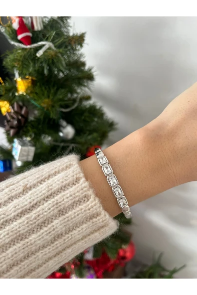 nergis collection KADIN RODYUM KAPLAMA ÖZEL SERİ ÇELİK KELEPÇE BİLEKLİK ürün görseli 1