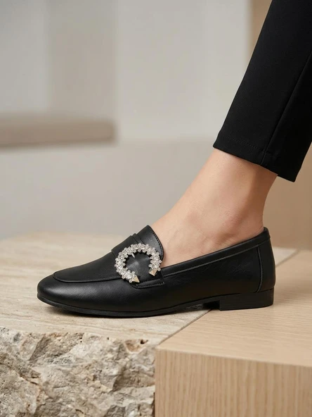 Venüs 26484214 Kadın Taş Toka İnce Taban Loafer Ayakkabı ürün görseli 1