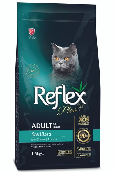 Lider Reflex Plus Sterilised Tavuklu Kısırlaştırılmış Yetişkin Kedi Maması 1.5kg ürün görseli 1