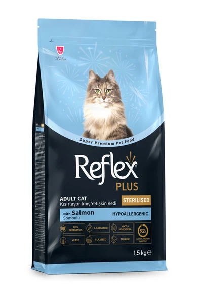 Reflex Plus Hipoalerjenik Kısırlaştırılmış/Sterilized Somonlu Yetişkin Kedi Maması 1,5 kg + 500 gr ürün görseli 1