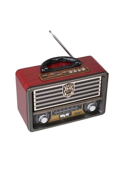 Meier M-113 Bluetooth Şarjlı Nostaljik Radyo Bt Usb/sd/mp3 Açık Kahverengi ürün görseli 1