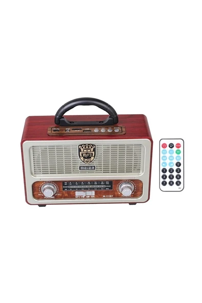 Meier 111 Bt Şarjlı Nostaljik Radyo Bluetootlu-kumandalı Usb/sd Açık Kahverengi ürün görseli 1