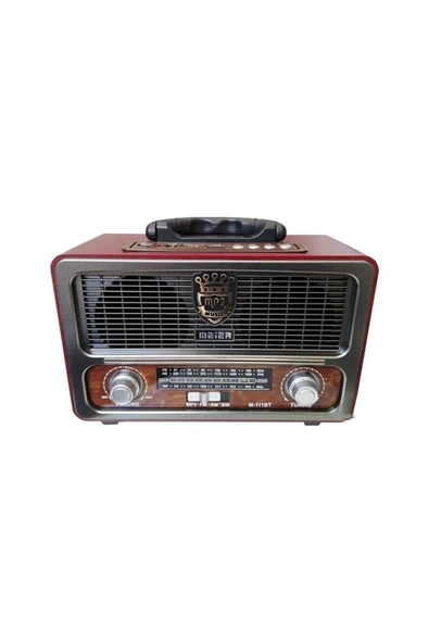 Meier 111 Bt Şarjlı Nostaljik Radyo Bluetootlu-kumandalı Usb/sd Koyu Kahverengi ürün görseli 1