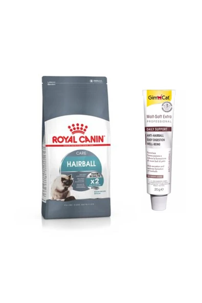 Royal Canin Hairball Yetişkin Kedi Maması 2 kg + Gimcat Anti-Hairball Malt Paste Kedi Macunu 20 g ürün görseli 1