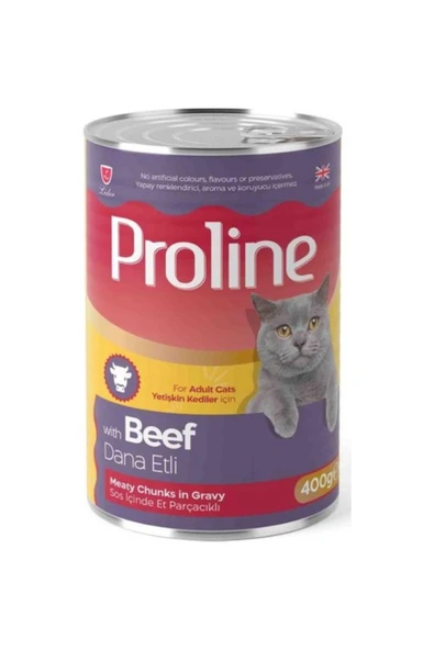 Proline Dana Etli Gravy Yetişkin Kedi Konserve Maması 400 gr x 12 adet ürün görseli 1