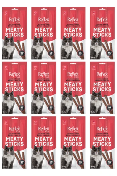 Reflex Biftek ve Kuzu Kedi Ödül Çubuğu Stick 3x5gr - 12 Adet ürün görseli 1