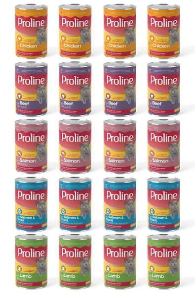 Proline Karışık Kedi Konservesi 5 Çeşit 400 gr x 20 Adet ürün görseli 1