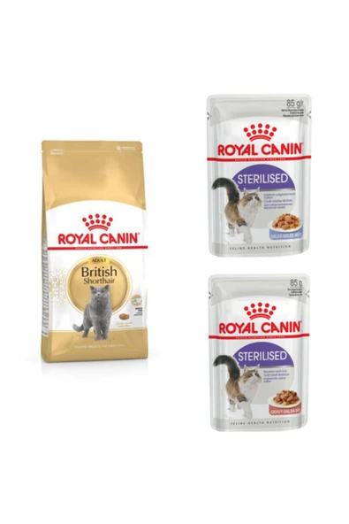 Royal Canin British Shorthair Yetişkin Kedi Maması 2 kg ve  2 Adet Sterilised Kısır Kedi Yaş Maması 85 gr ürün görseli 1
