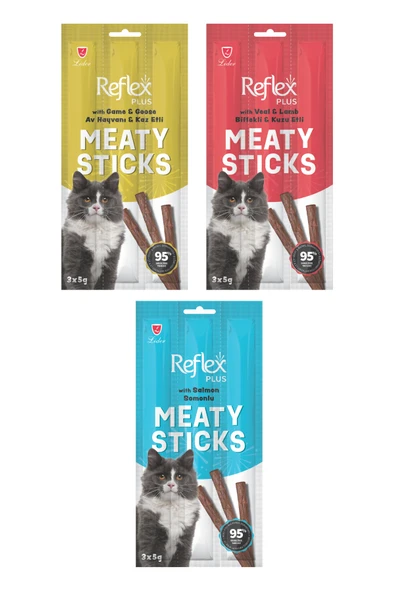 Reflex Stick Kedi Ödül Maması 3 Farklı Lezzet Kedi Ödül Çubuğu Somon Tavşan Ve Biftekli ürün görseli 1