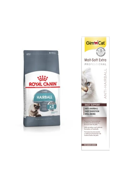 Royal Canin Hairball Yetişkin Kedi Maması 2 kg + Gimcat Anti-Hairball Malt Paste Kedi Macunu 100 g ürün görseli 1