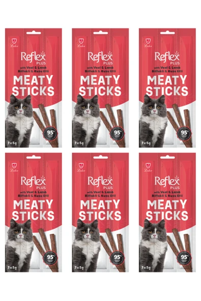 Reflex Biftek ve Kuzu Kedi Ödül Çubuğu Stick 3x5gr - 6 Adet ürün görseli 1