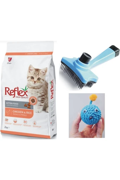 Reflex Yavru Kedi Maması 2 Kg. Basmalı Tarak Tüy Toplama Ve Örgü Top Oyuncak ürün görseli 1