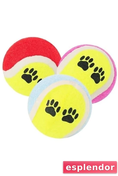 esplendor 3lü Renkli Desenli Tenis Topu Kedi Köpek Oyuncağı ürün görseli 1