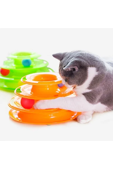 İsmiyle Al Tower Of Tracks Eğleneli Üç Katlı Kedi Oyuncağı Seti oyuncağı (4767) - ISL7840-1160 ürün görseli 1