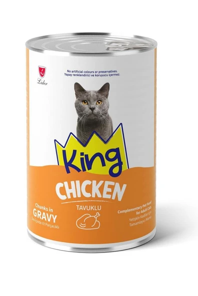 King Sos İçerisinde Et Parçacıklı Tavuklu Kedi Konservesi 400 Gr ürün görseli 1
