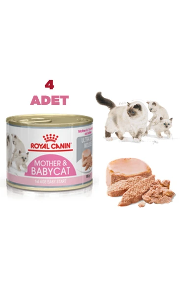 Royal Canin 4 Adet Mother And Babycat Ultra Soft Mousse Yaş Anne Yavru Kedi Maması 195gr ürün görseli 1
