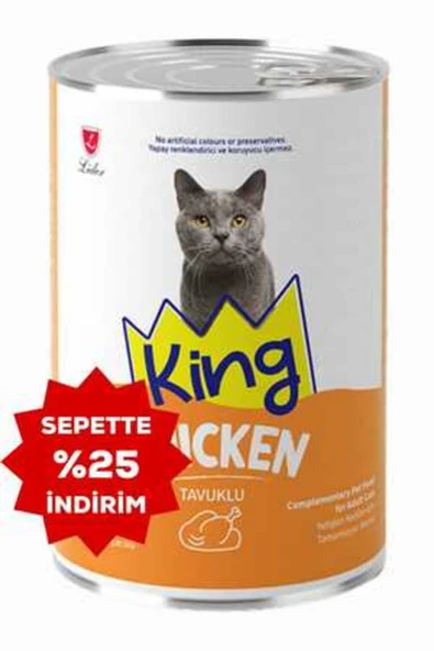 King Sos İçerisinde Et Parçacıklı Tavuklu Kedi Konservesi 400 gr ürün görseli 1