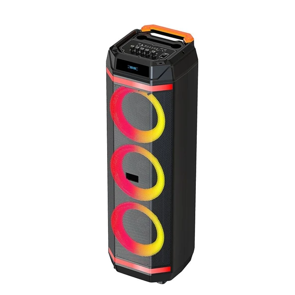 Partybox Mikrofonlu Bluetooth Hoparlör 3×8” Hoparlör RGB Işık, TWS Destekli Speaker Ses Sistemi 30 W ürün görseli 1