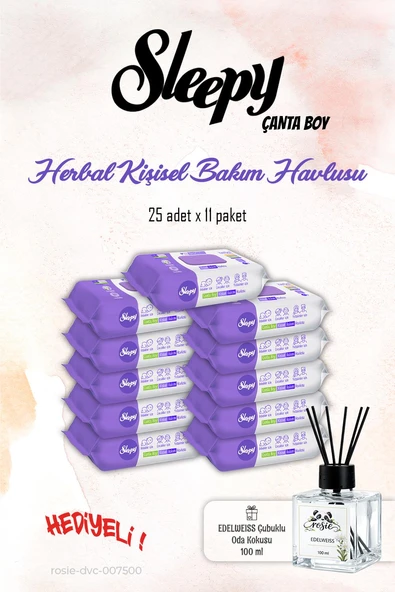 Sleepy Kişisel Bakım Havlusu 11 Paket, Herbal 25'li ve ROSIE Koku ürün görseli 1